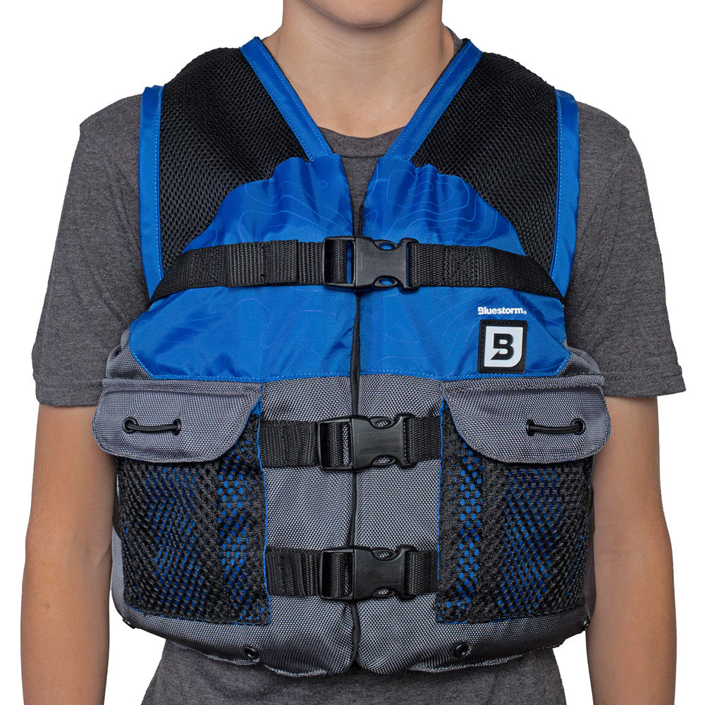 Bluestorm Sportsman Youth Mesh Fishing Life Jacket - Deep Blue