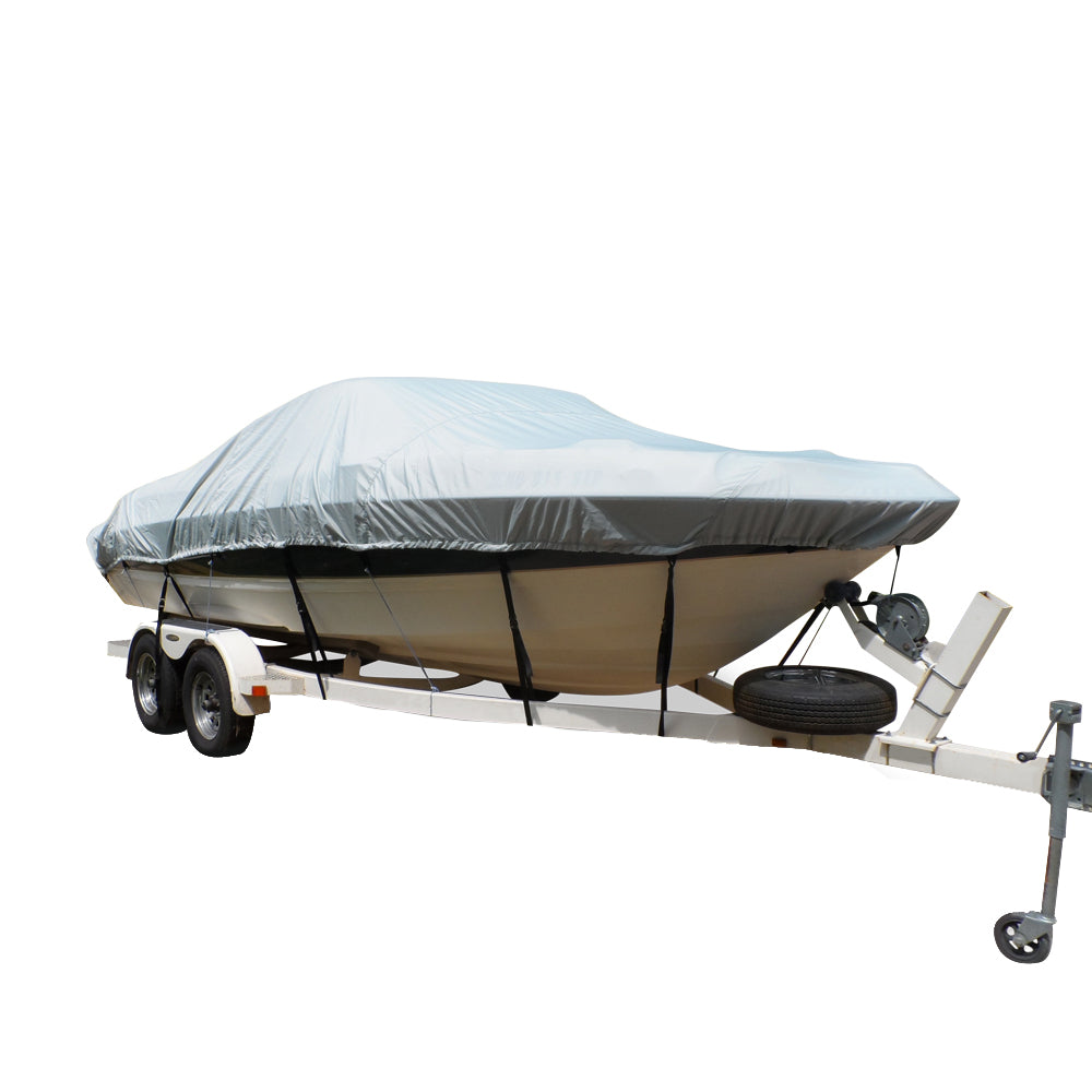 Carver Flex-Fit PRO Polyester Size 1 Boat Cover f/V-Hull Fishing Boats  Jon Boats - Grey