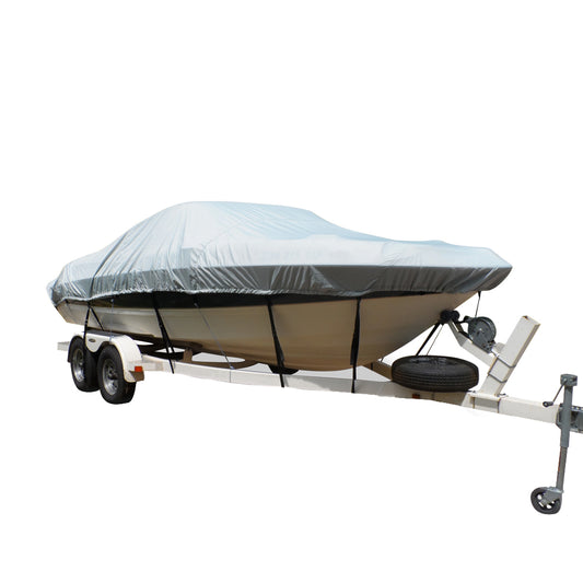 Carver Flex-Fit PRO Polyester Size 4 Boat Cover f/V-Hull  Tri-Hull Boats I/O or O/B - Grey